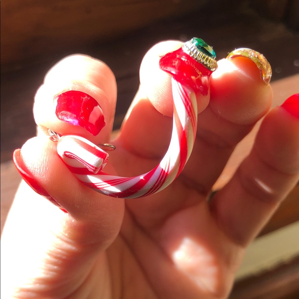 Bendable Peppermint Candy Cane Dangle Earrings - image 2